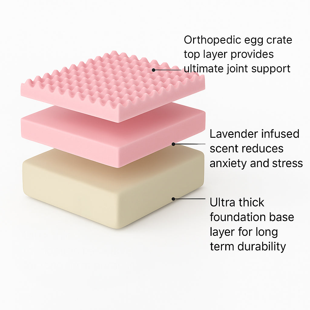 Premium Orthopedic Memory Foam Dog Bed - Cream (Large)