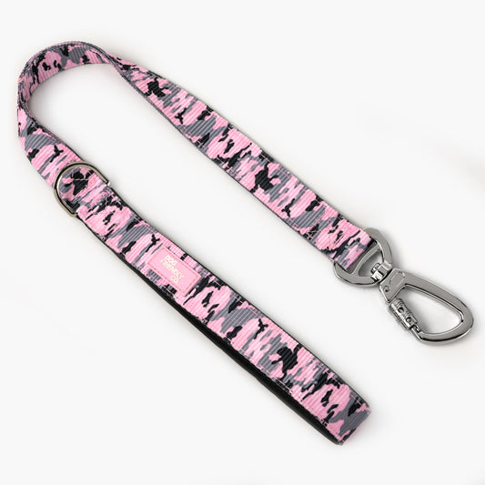 Short Trainer Dog Leash - Pink Camo